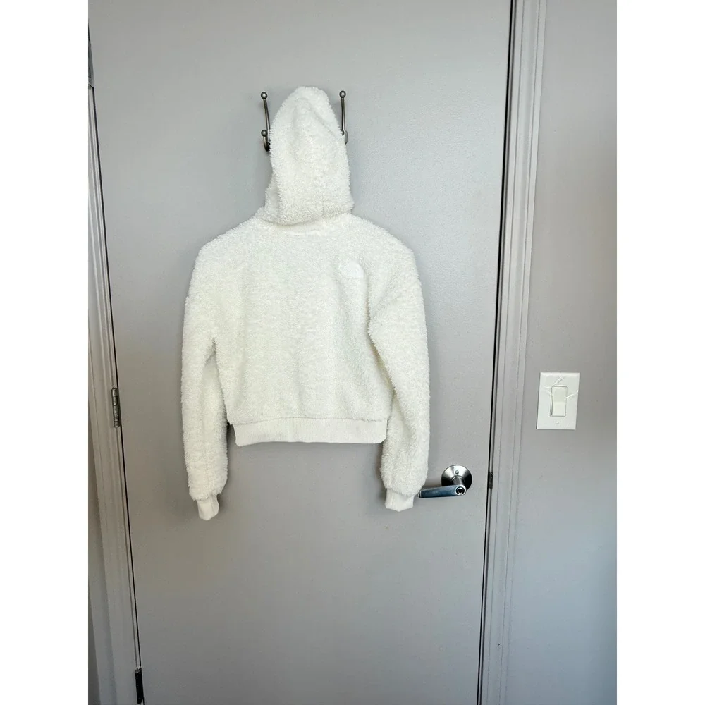The North Face Fleece Hoodie Girls L 12 Cream High Pile Full Zip Jacket